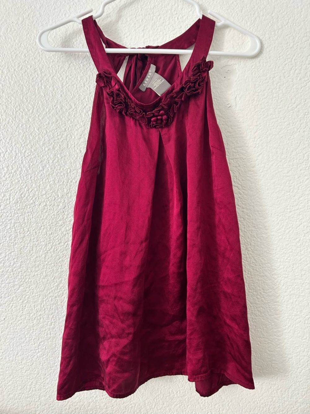 Kenar Women's Deep Berry Ruffle Halter Tank
